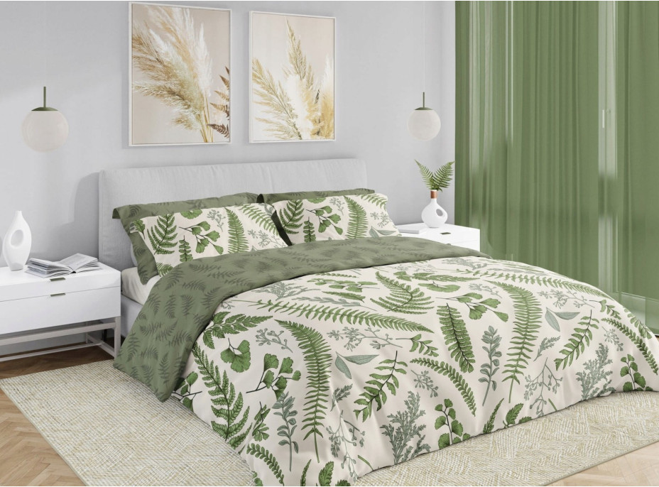 Ložní povlečení BOHO Kapradiny - 220x200 cm - bavlněný satén