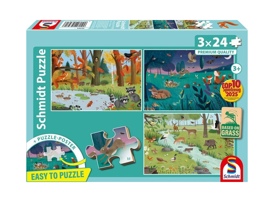 SCHMIDT Puzzle Lesní a luční zvířata 3x24 dílků