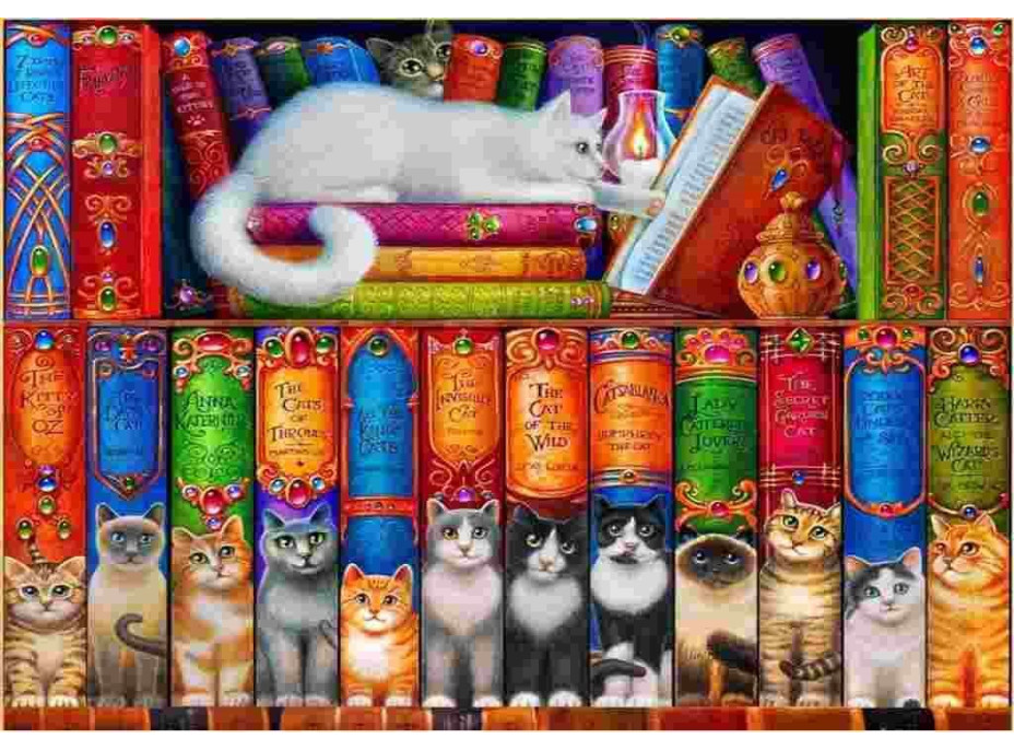 BLUEBIRD Puzzle Kočičí knihovna 1000 dílků