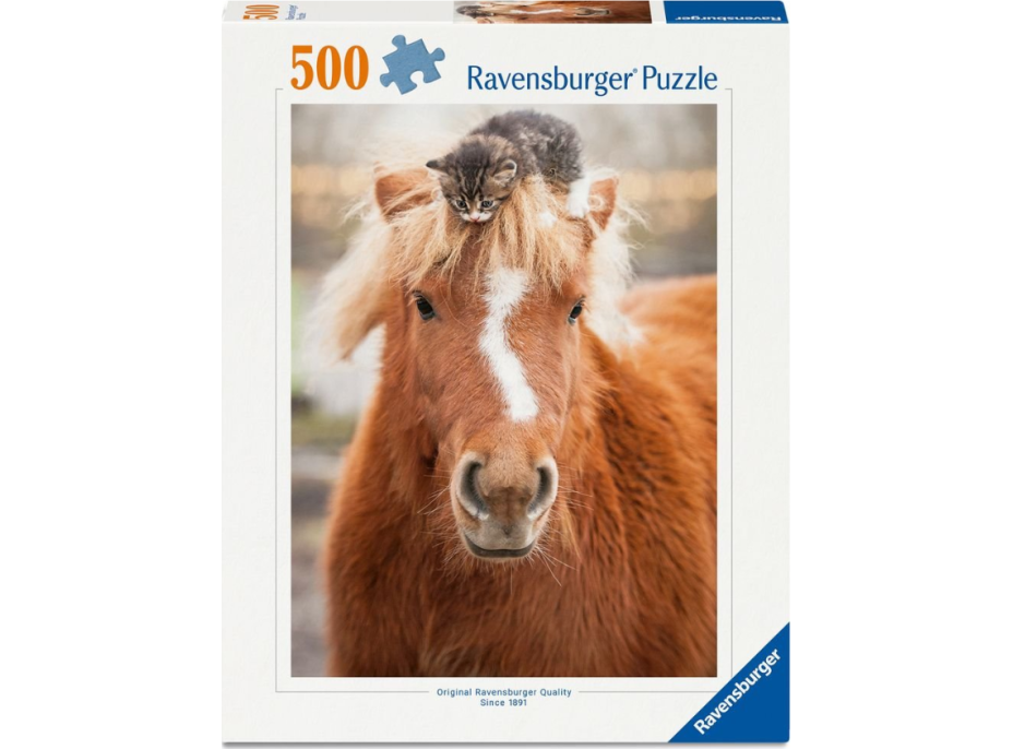 RAVENSBURGER Puzzle Poník a koťátko 500 dílků