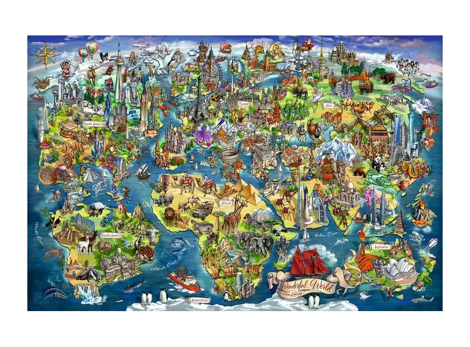 RAVENSBURGER Puzzle Svět na mapě 5000 dílků
