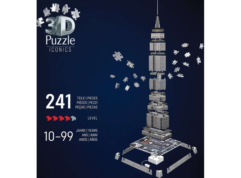 RAVENSBURGER Svítící 3D puzzle Iconics: Empire State Building (Noční edice) 216 dílků