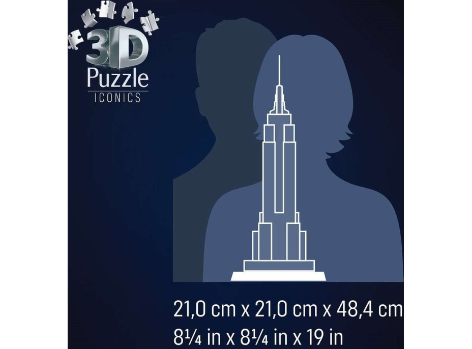 RAVENSBURGER Svítící 3D puzzle Iconics: Empire State Building (Noční edice) 216 dílků