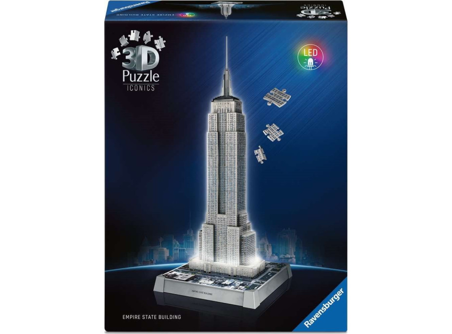 RAVENSBURGER Svítící 3D puzzle Iconics: Empire State Building (Noční edice) 216 dílků