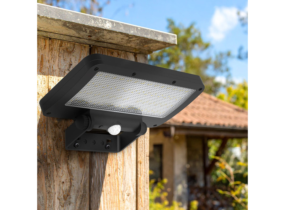 Solight LED solární osvětlení se senzorem, 5W, 500lm, 4000K, Li-Ion, černá