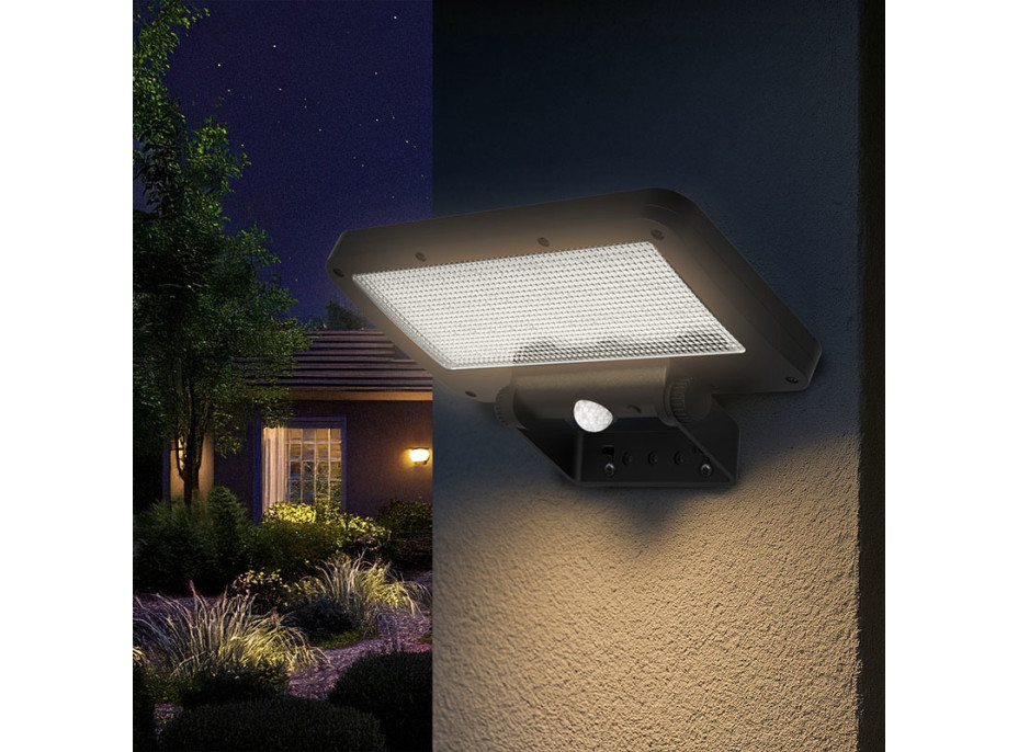 Solight LED solární osvětlení se senzorem, 5W, 500lm, 4000K, Li-Ion, černá