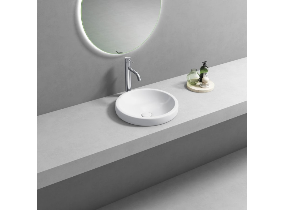 Aqualine ROLA keramické umyvadlo zápustné, průměr 41cm, bílá NP545