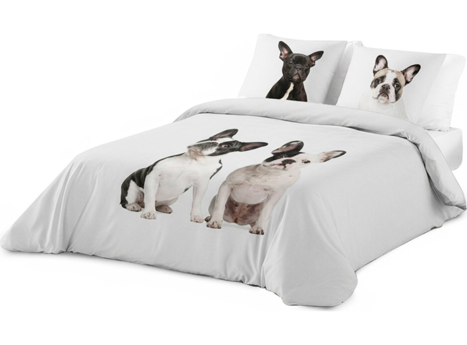 Ložní povlečení z bavlněného saténu BULDOCI - bílé - 160x200 cm