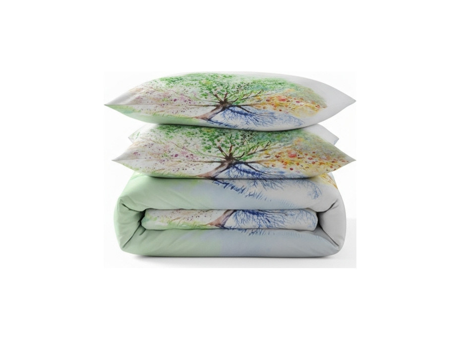 Ložní povlečení z bavlněného saténu MAGIC TREE - bílé - 160x200 cm