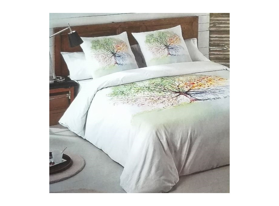 Ložní povlečení z bavlněného saténu MAGIC TREE - bílé - 160x200 cm