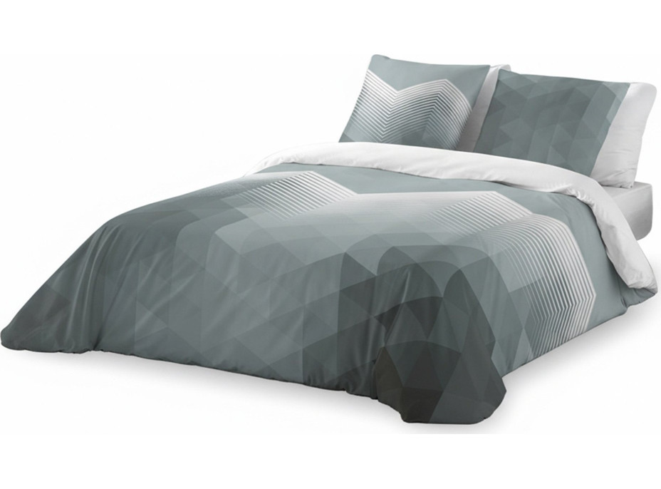 Ložní povlečení z bavlněného saténu MINIMALIST Grey - šedé/bílé - 160x200 cm