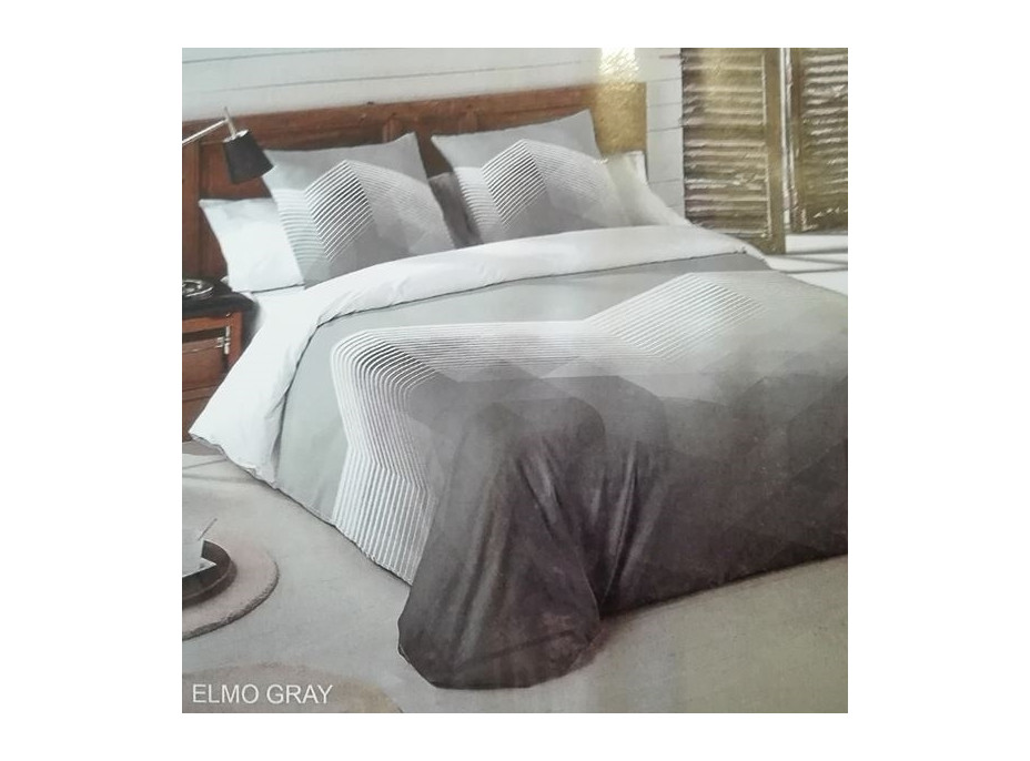 Ložní povlečení z bavlněného saténu MINIMALIST Grey - šedé/bílé - 160x200 cm