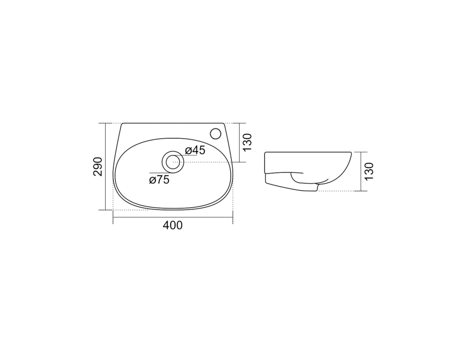 Aqualine VELSA keramické umývátko 40x29cm, bílá NP479
