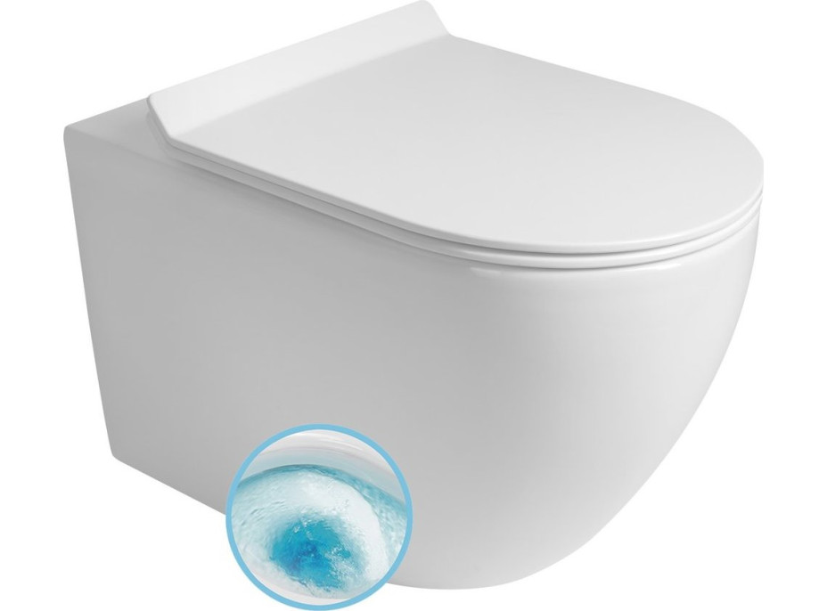 Aqualine CARLO závěsná WC mísa, Vortex Rimless, 36x53cm, bílá PRX.101.851