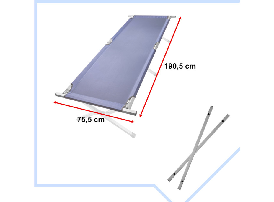 Skládací turistická postel LUARO XXL - 150 kg - modrá