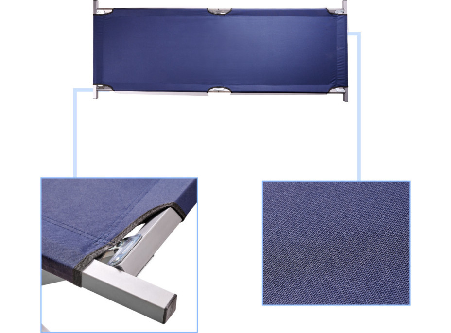 Skládací turistická postel LUARO XXL - 150 kg - modrá