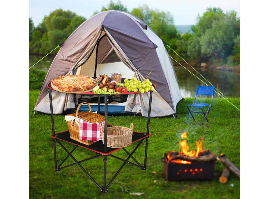 Cestovní skládací stolek 72 cm s krytem - černý