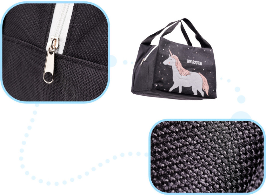 Termoizolační taška na jídlo - černá - Jednorožec