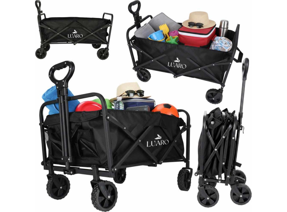 Skládací plážový přepravní vozík LUARO - černý