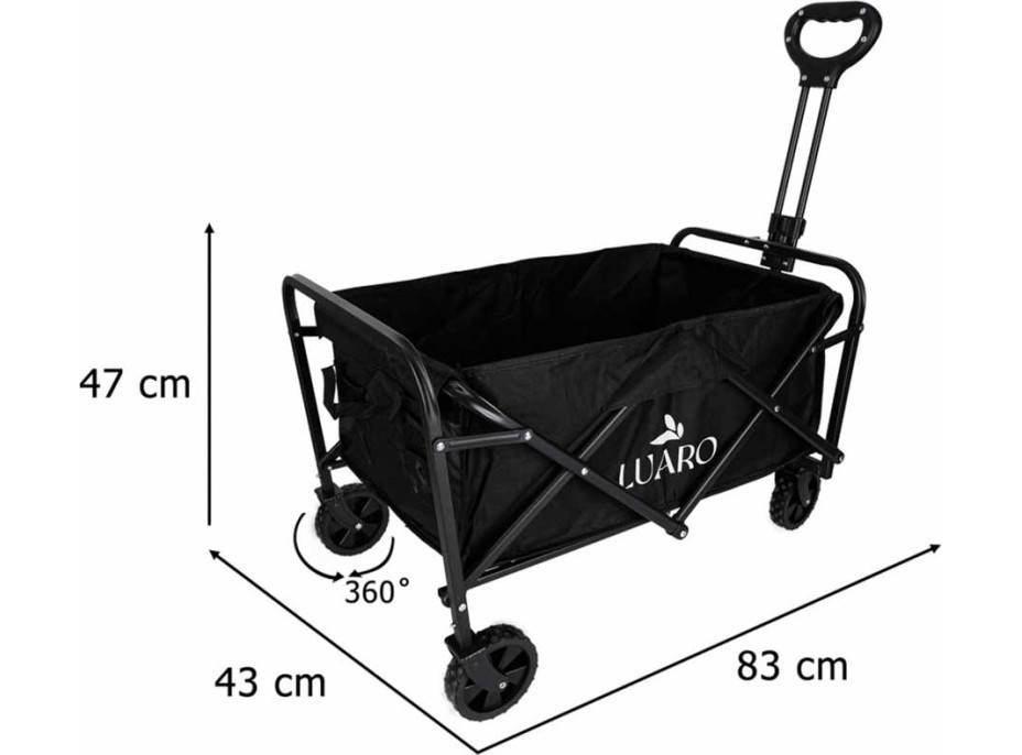 Skládací plážový přepravní vozík LUARO - černý