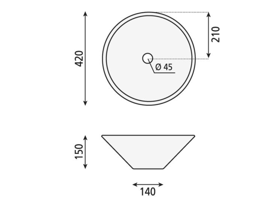 Aqualine COMILLAS keramické umyvadlo na desku, 42x15 cm, bílá BH7012
