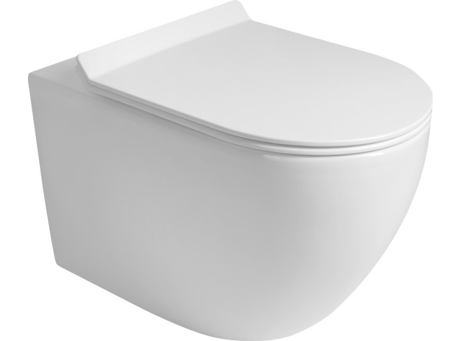 Aqualine CARLO závěsná WC mísa, Vortex Rimless, 36x53cm, bílá PRX.101.851