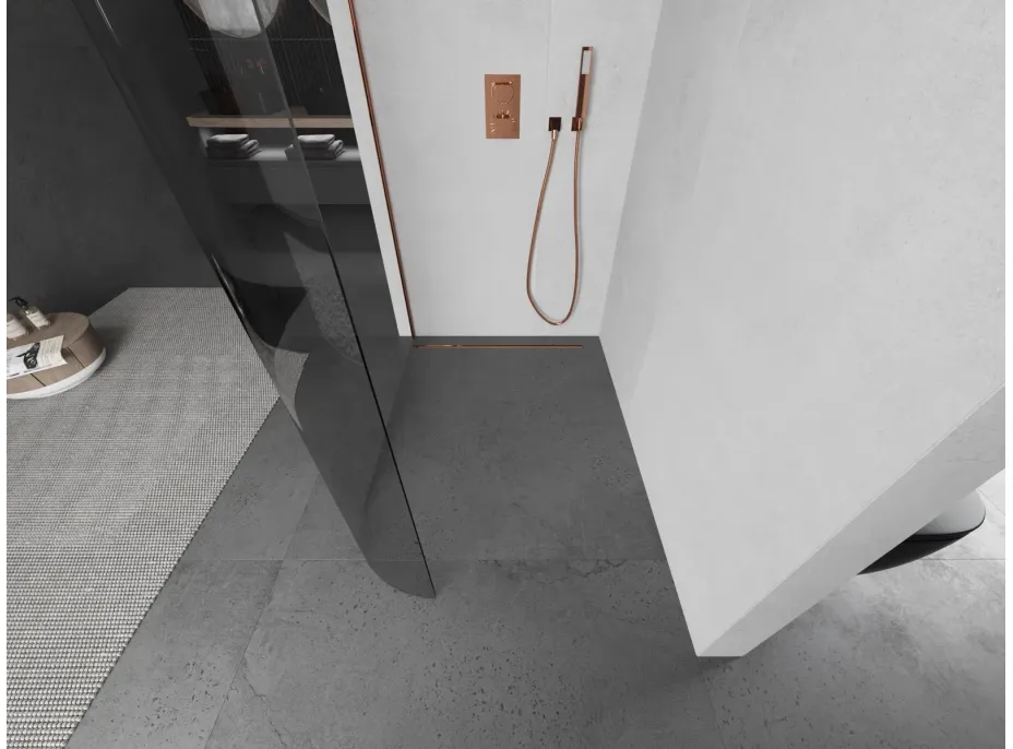 Sprchová zástěna KIOTO 150 cm - zakulacená - čirá/rose gold