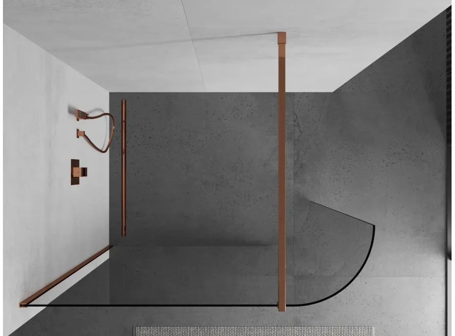 Sprchová zástěna KIOTO 150 cm - zakulacená - čirá/rose gold