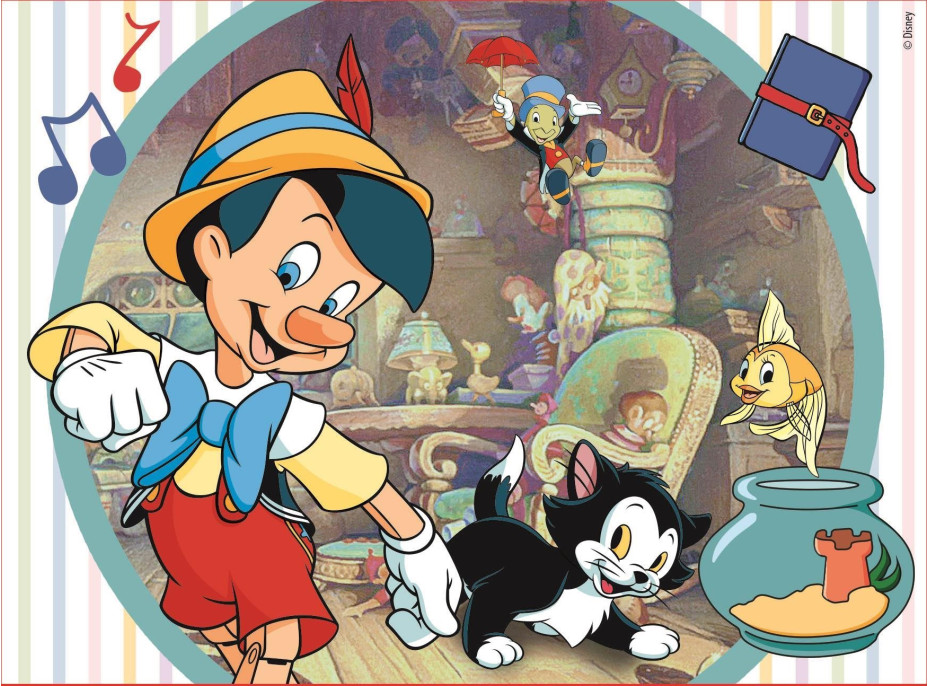 CLEMENTONI Obrázkové kostky Disney klasické pohádky, 12 kostek