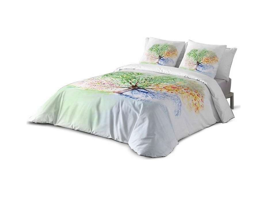 Ložní povlečení z bavlněného saténu MAGIC TREE - bílé - 160x200 cm
