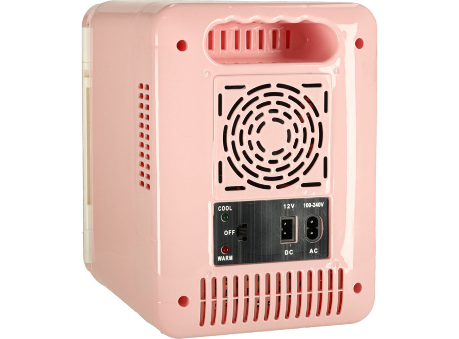 Cestovní elektrická mini chladnička do auta 2v1 4L - růžová