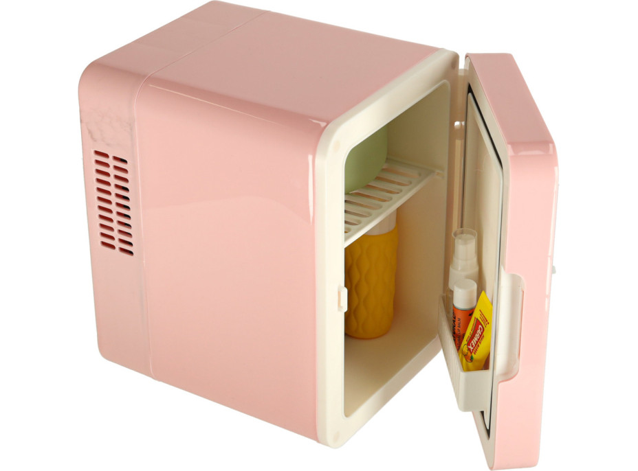 Cestovní elektrická mini chladnička do auta 2v1 4L - růžová