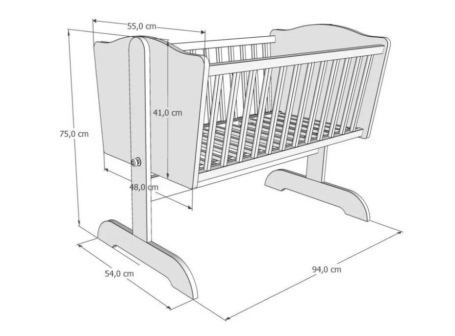 Dětská kolébka SWEET DREAM 90x40 cm - PŘÍRODNÍ BOROVICE