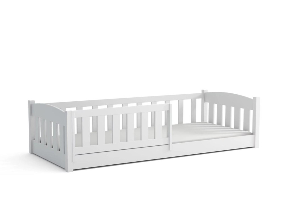 Dětská Montessori postel z masivu borovice BEN - 200x90 cm - BÍLÁ
