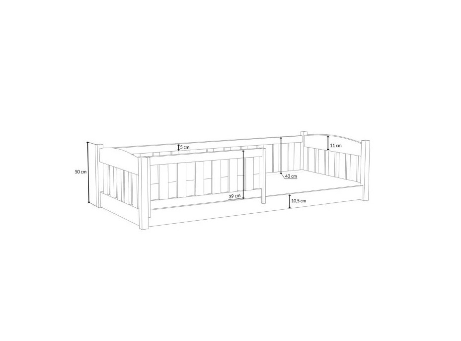 Dětská Montessori postel z masivu borovice BEN - 200x90 cm - BÍLÁ