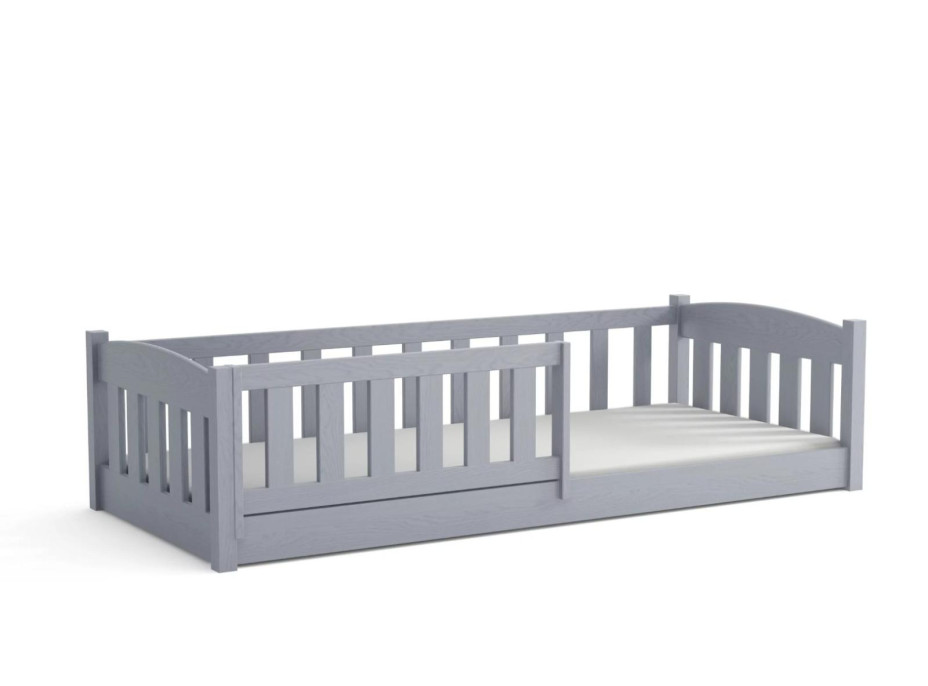 Dětská Montessori postel z masivu borovice BEN - 200x90 cm - ŠEDÁ