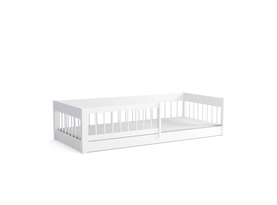 Dětská Montessori postel z masivu borovice LITTLE LUNARI - 200x90 cm - BÍLÁ