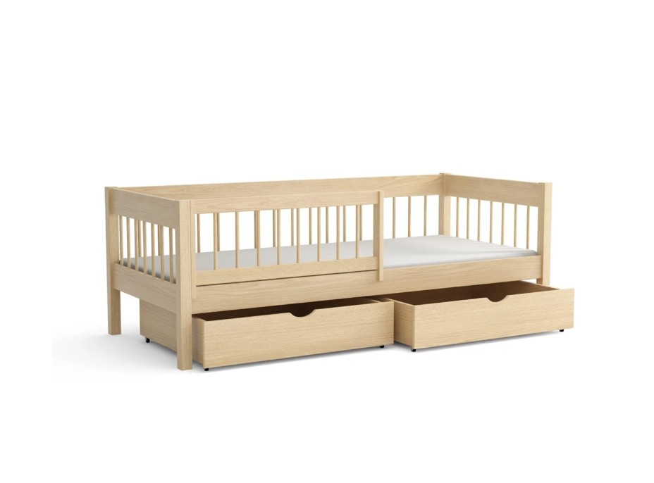 Dětská postel z masivu borovice LUNARI se šuplíky - 200x90 cm - PŘÍRODNÍ BOROVICE