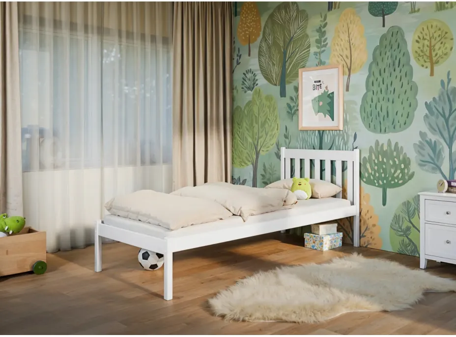 Dětská postel z masivu borovice MARTIN - 200x90 cm - bílá