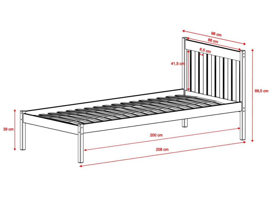 Dětská postel z masivu borovice MARTIN - 200x90 cm - olivově zelená