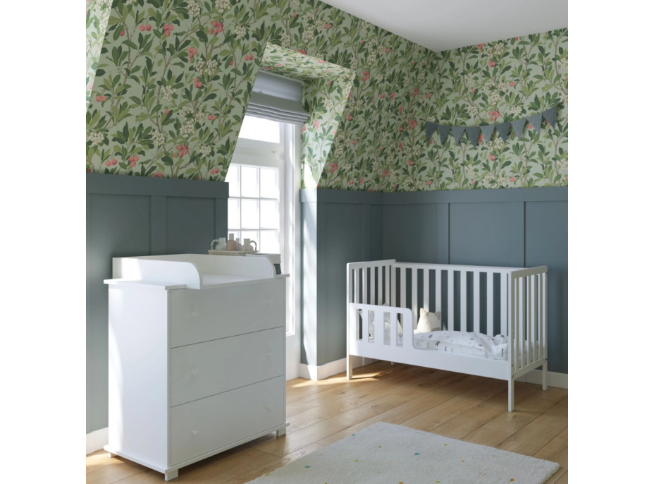 Dětská postýlka se šuplíkem LITTLE BAMBI 120x60 cm - BÍLÁ