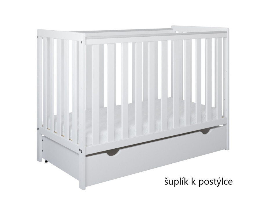 Dětská postýlka se šuplíkem LITTLE BAMBI 120x60 cm - BÍLÁ