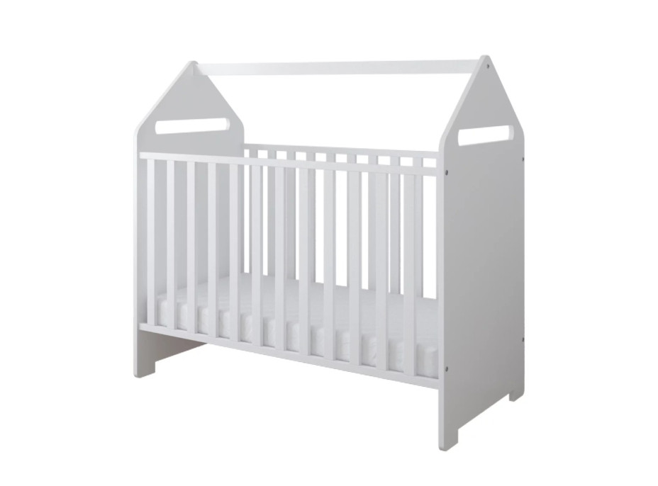 Dětská postýlka se šuplíkem LITTLE HOUSE 120x60 cm - BÍLÁ