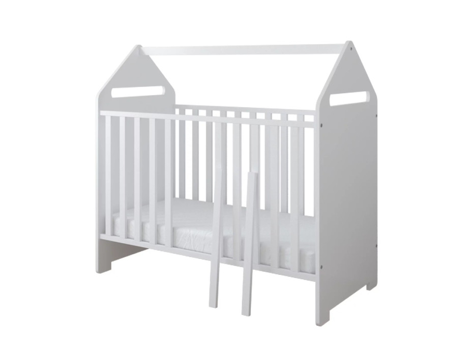 Dětská postýlka se šuplíkem LITTLE HOUSE 120x60 cm - BÍLÁ