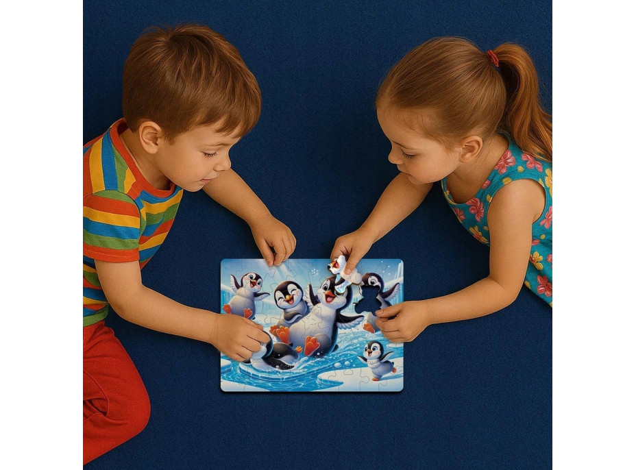 WOODEN CITY Dřevěné puzzle Veselí tučňáci 40 dílků