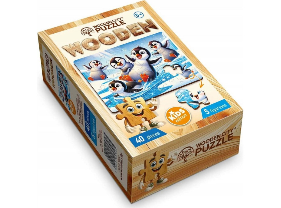 WOODEN CITY Dřevěné puzzle Veselí tučňáci 40 dílků