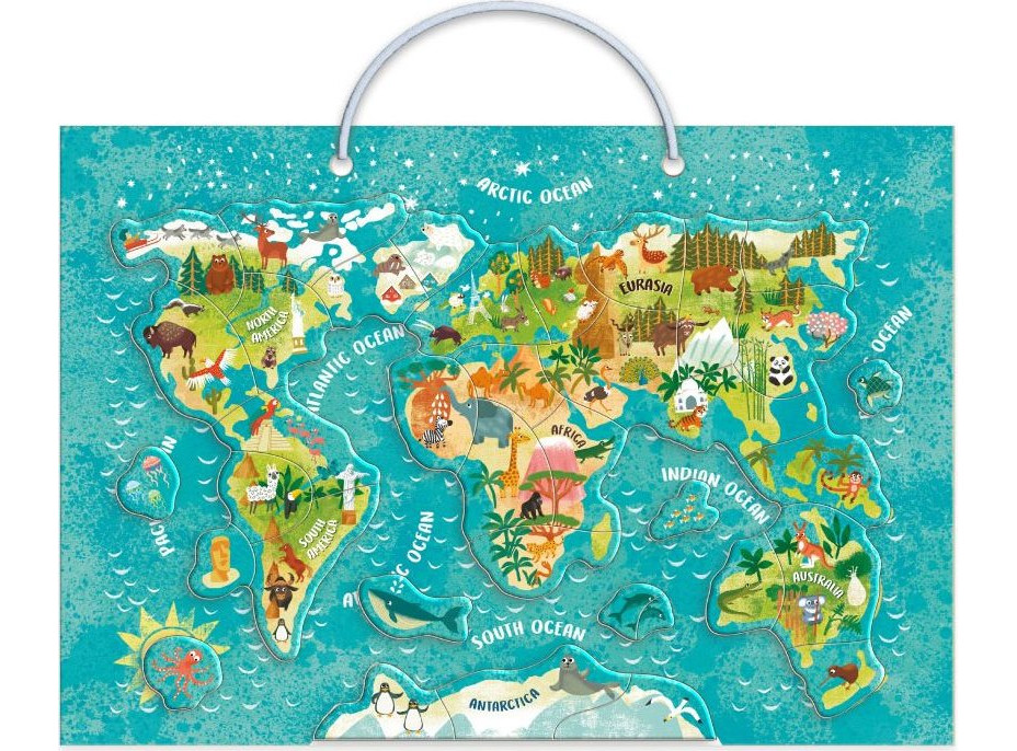 DODO Magnetická hra - Mapa světa se zvířaty