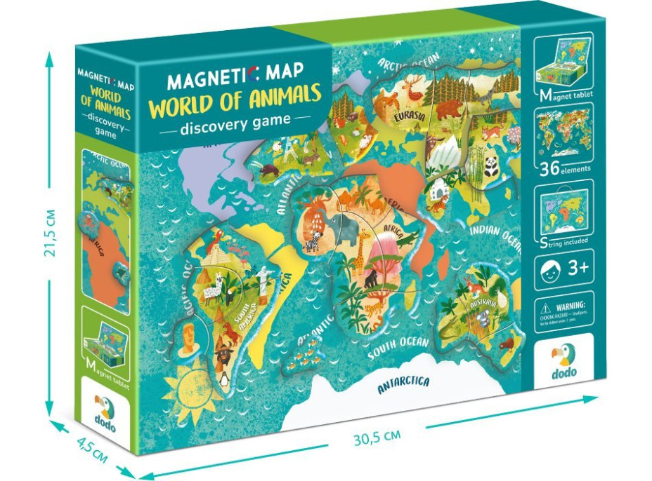 DODO Magnetická hra - Mapa světa se zvířaty