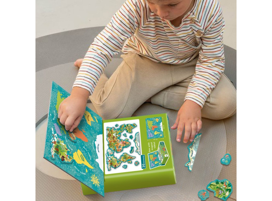 DODO Magnetická hra - Mapa světa se zvířaty