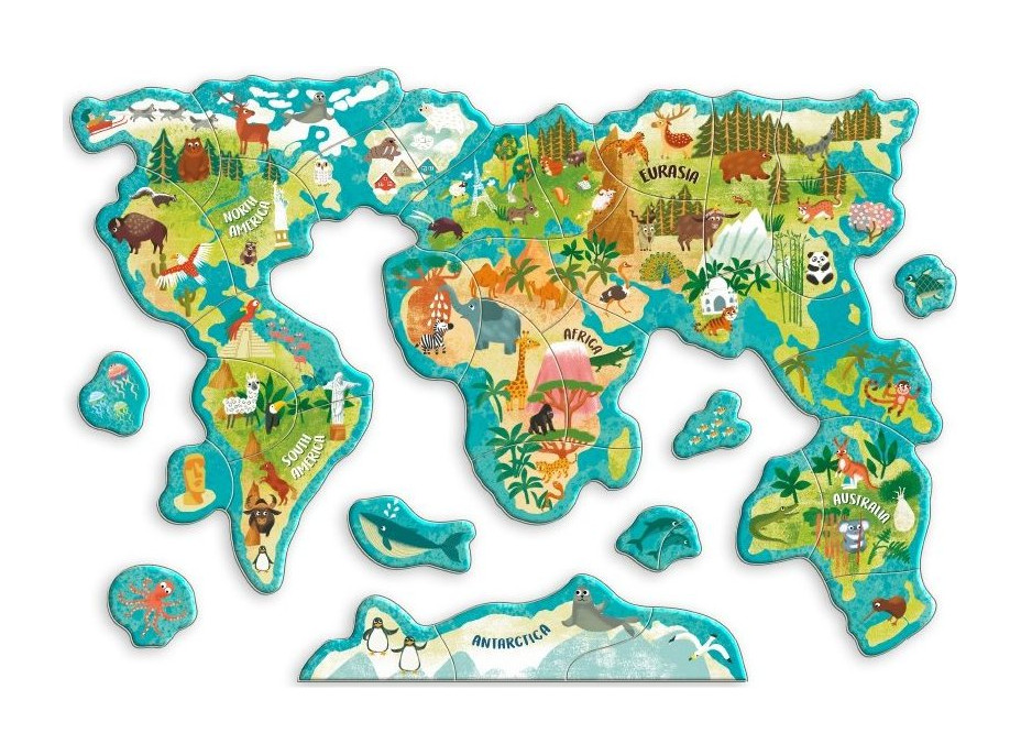 DODO Magnetická hra - Mapa světa se zvířaty